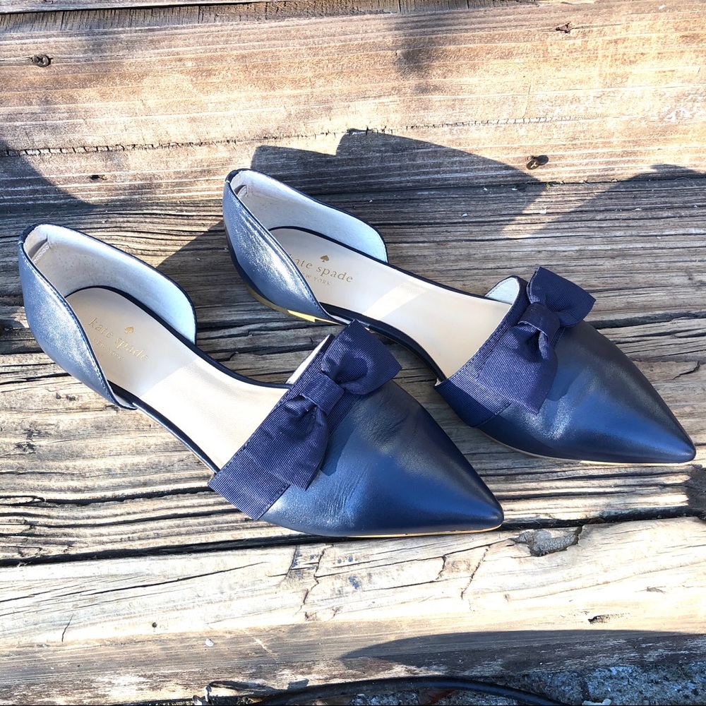 Kate Spade Navy bow pointed toe flats.